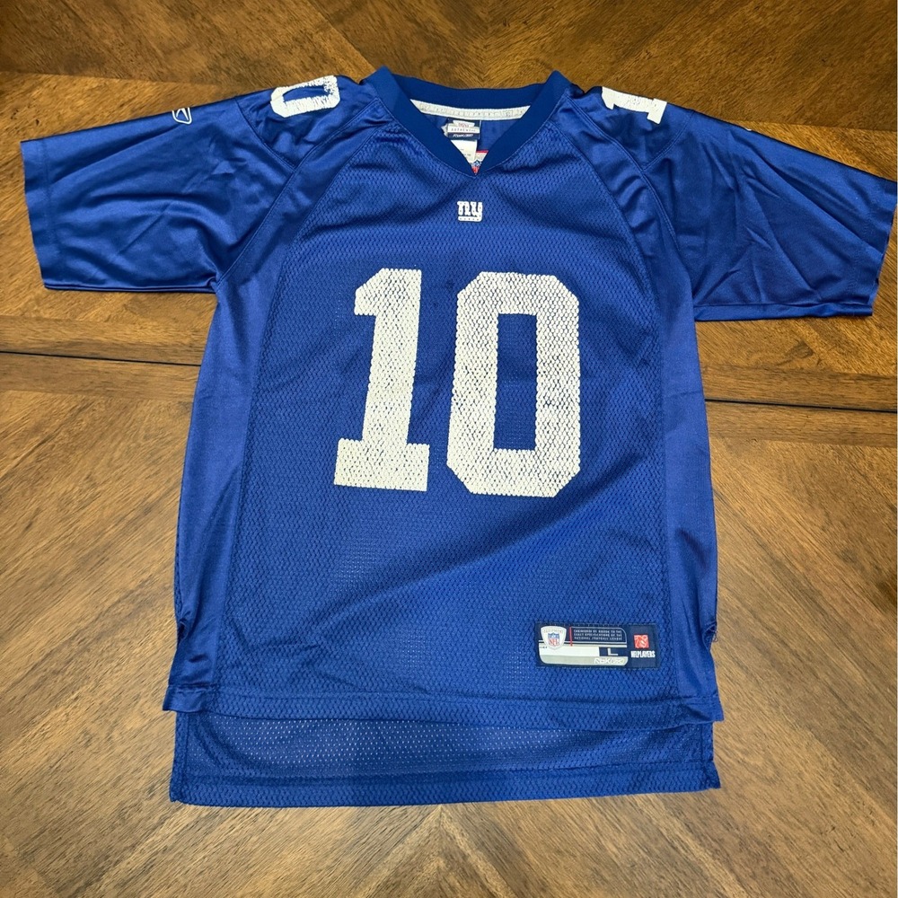 Reebok NFL Eli Manning New York Giants Jersey Youth Large 10 Blue‎ Football Mesh